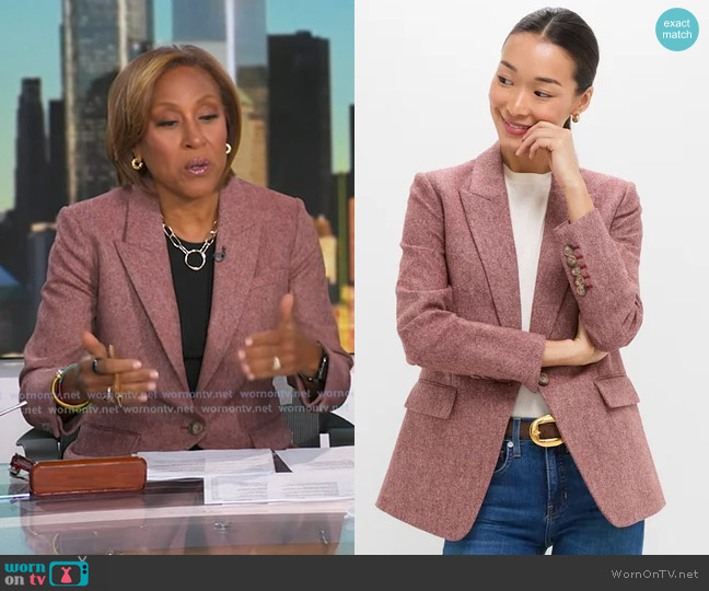 Veronica Beard Vega Dickey Jacket in Red Oak Melange worn by Robin Roberts on Good Morning America