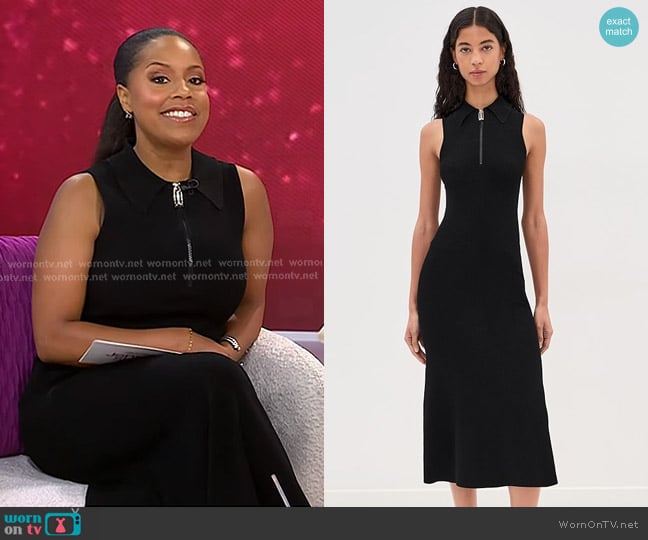Victoria Beckham Mira Midi Dress in Black worn by Sheinelle Jones on Today