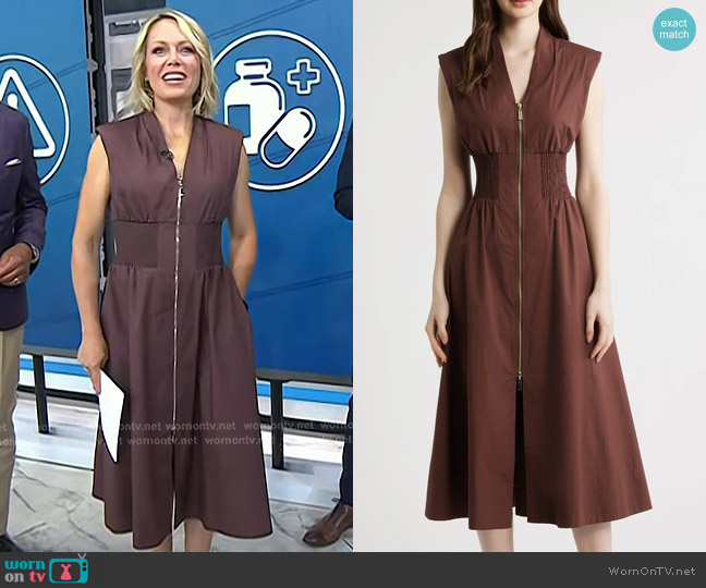 Vince Camuto Sleeveless Cotton Midi Dress in Brown worn by Dylan Dreyer on Today