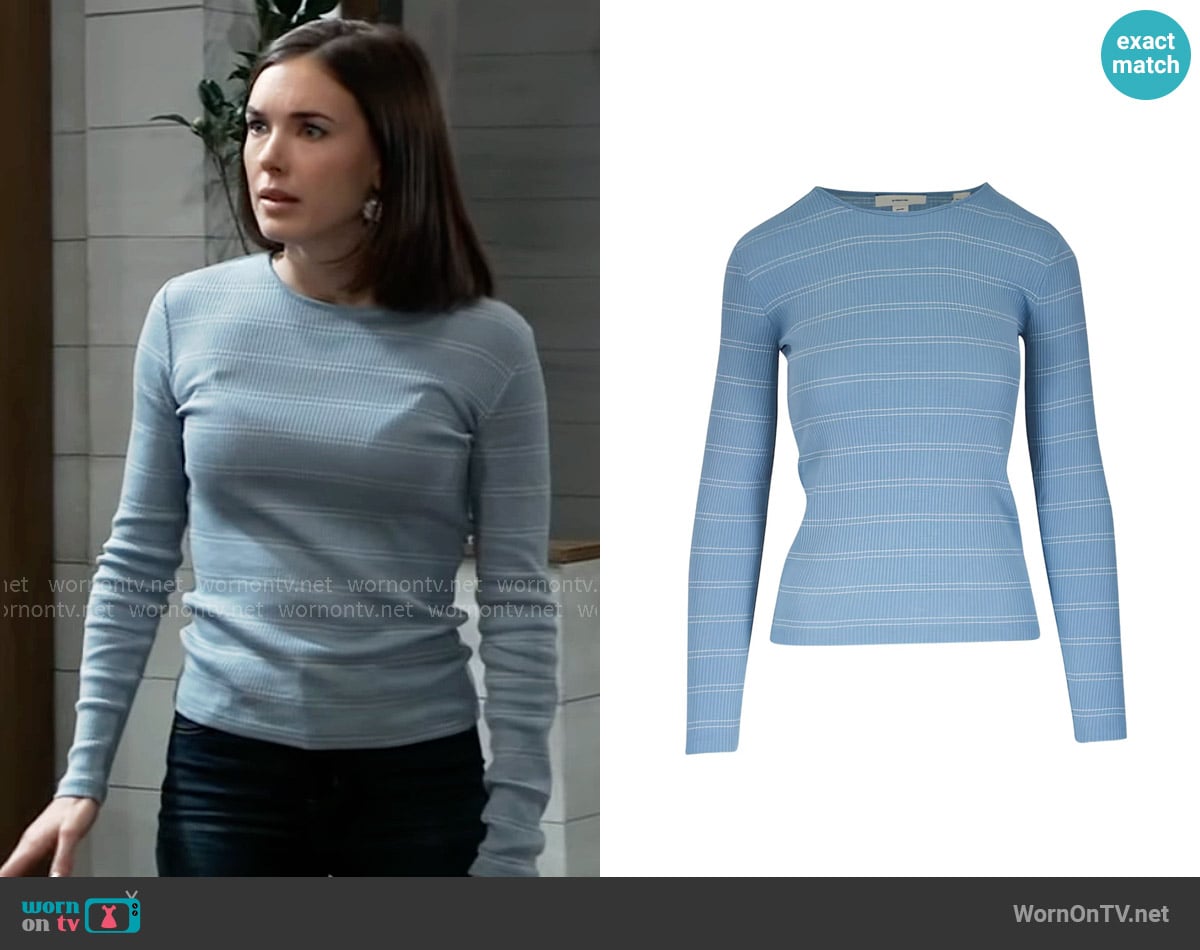 Vince Striped Ribbed Top worn by Willow Tait (Katelyn MacMullen) on General Hospital