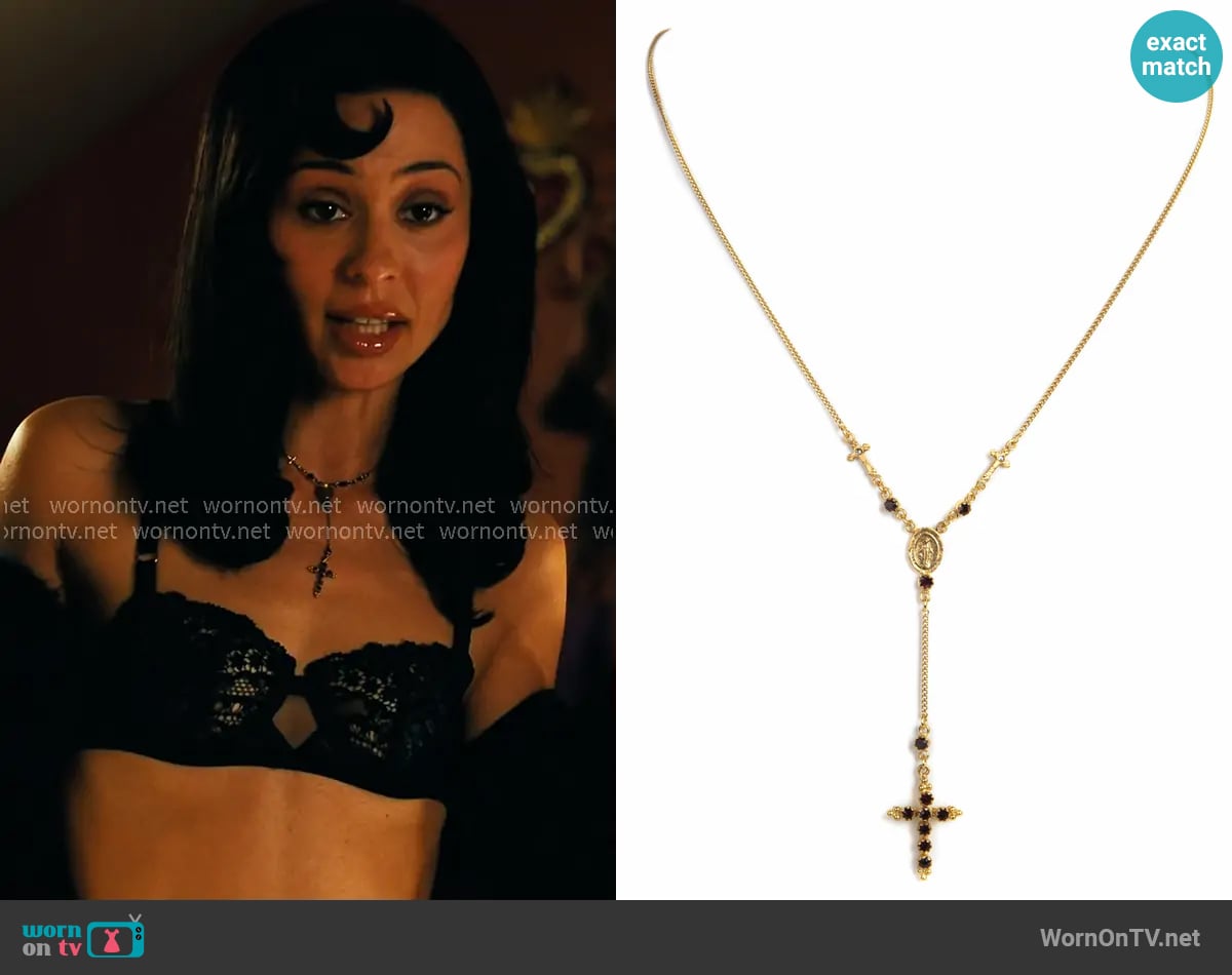 Virgins Saints and Angels Maddie Rosary Necklace worn by Maddy Perez (Alexa Demie) on Euphoria
