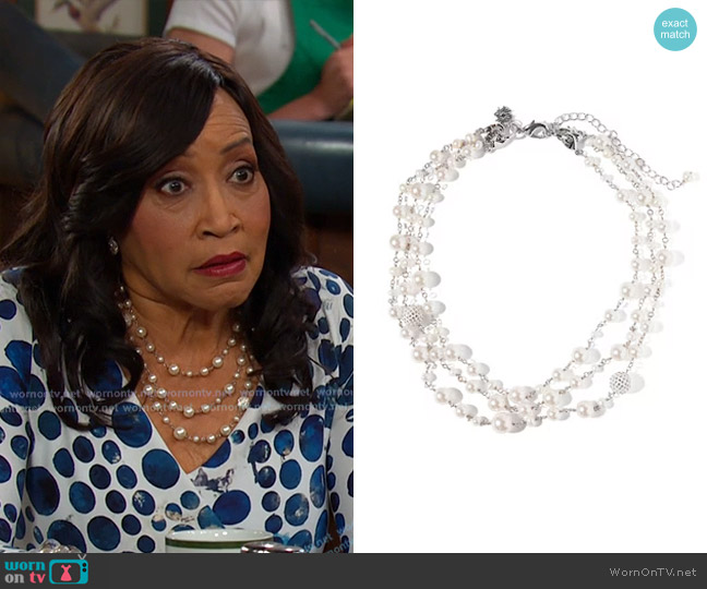 White House Black Market Multi Pearl Strand Necklace worn by Paulina Price (Jackée Harry) on Days of our Lives