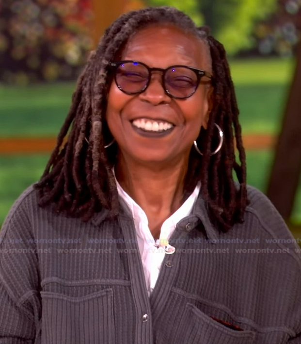 Whoopi’s gray knit cardigan on The View