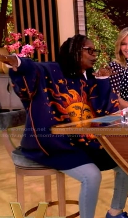 Whoopi’s sun graphic oversized sweater on The View
