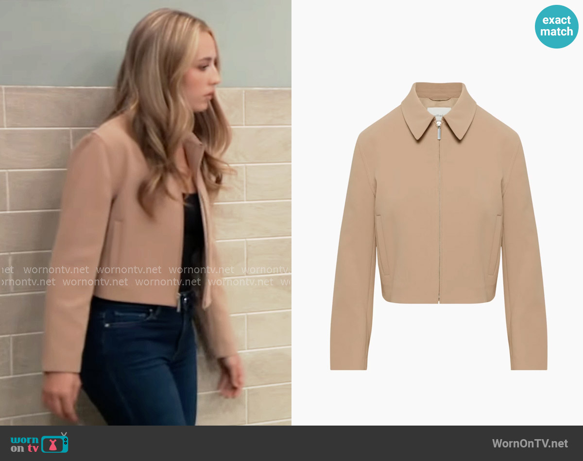 Wilfred Smokes Jacket in Gold Camel worn by Josslyn Jacks (Eden McCoy) on General Hospital