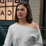 Willow’s light blue off shoulder sweater on General Hospital