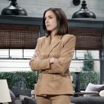 Willow’s camel suede suit on General Hospital