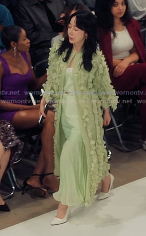 Yisoo’s pastel green ruffle coat on XO Kitty