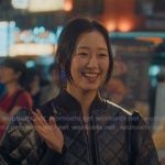 Yuri’s black quilted crop jacket on XO Kitty