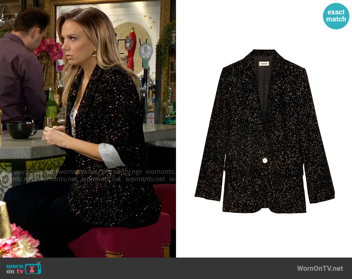 Zadig & Voltaire Valse Glitter Dots Velvet Blazer worn by Abby Newman (Melissa Ordway) on The Young and the Restless