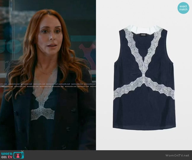 Zadig&Voltaire Tasao Silk Camisole worn by Maddie Kendall (Jennifer Love Hewitt) on 9-1-1