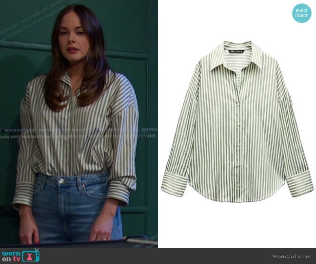 Zara Basic Poplin Shirt worn by Stephanie Johnson (Abigail Klein) on Days of our Lives