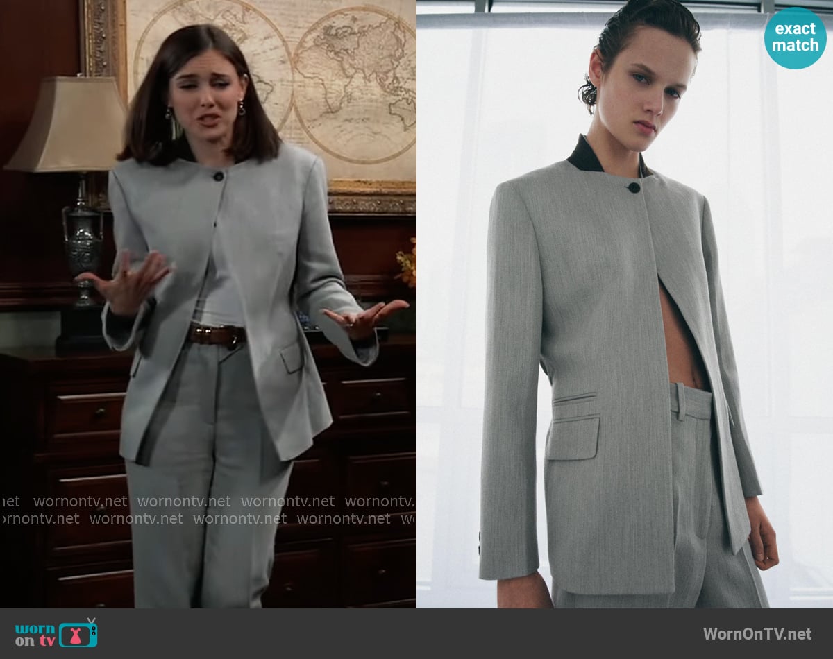 Zara Contrast Collar Blazer worn by Willow Tait (Katelyn MacMullen) on General Hospital