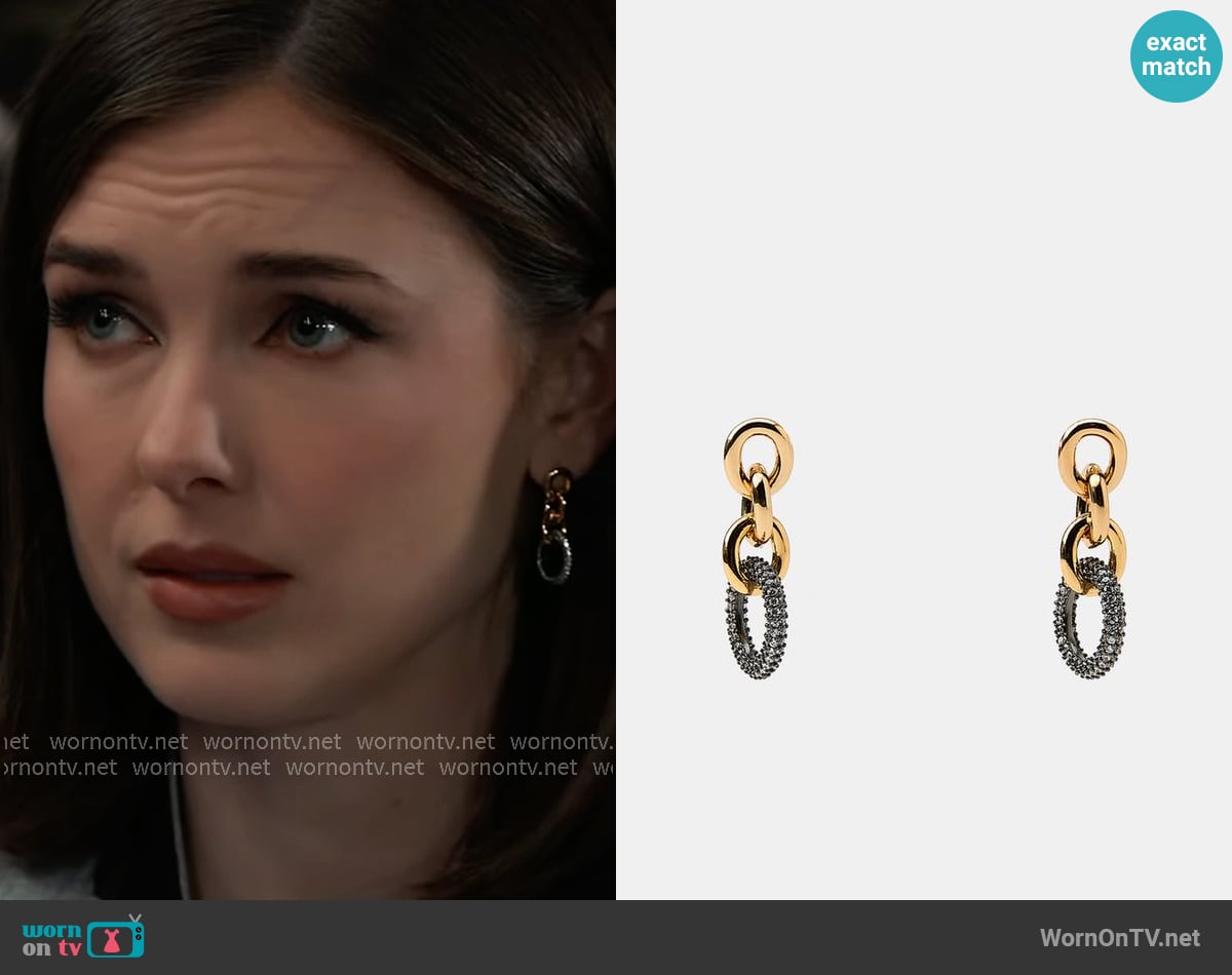 Zara Contrasting Link Sparkly Earrings worn by Willow Tait (Katelyn MacMullen) on General Hospital