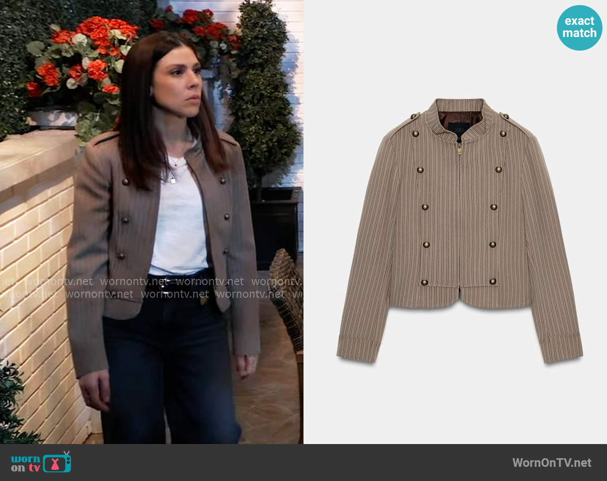 Zara Striped Tailored Blazer worn by Kristina Corinthos-Davis (Kate Mansi) on General Hospital