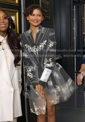 Zendaya’s grey floral tulle blazer dress on Good Morning America