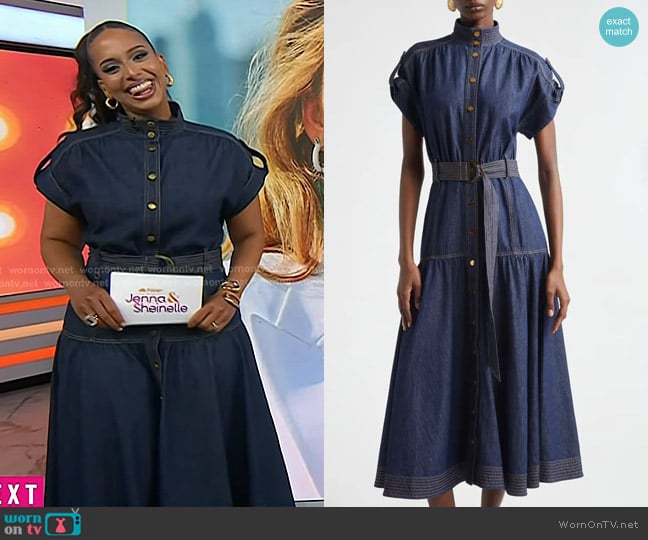 Zimmermann Kindred Spirit Belted Denim Midi Dress in Harbour Blue worn by Nessa Diab on Today