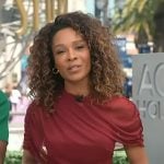 Zuri’s red gathered top on Access Hollywood