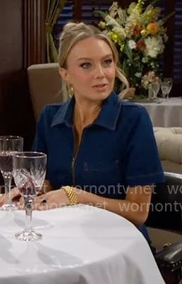 Abby’s denim jumpsuit on The Young and the Restless