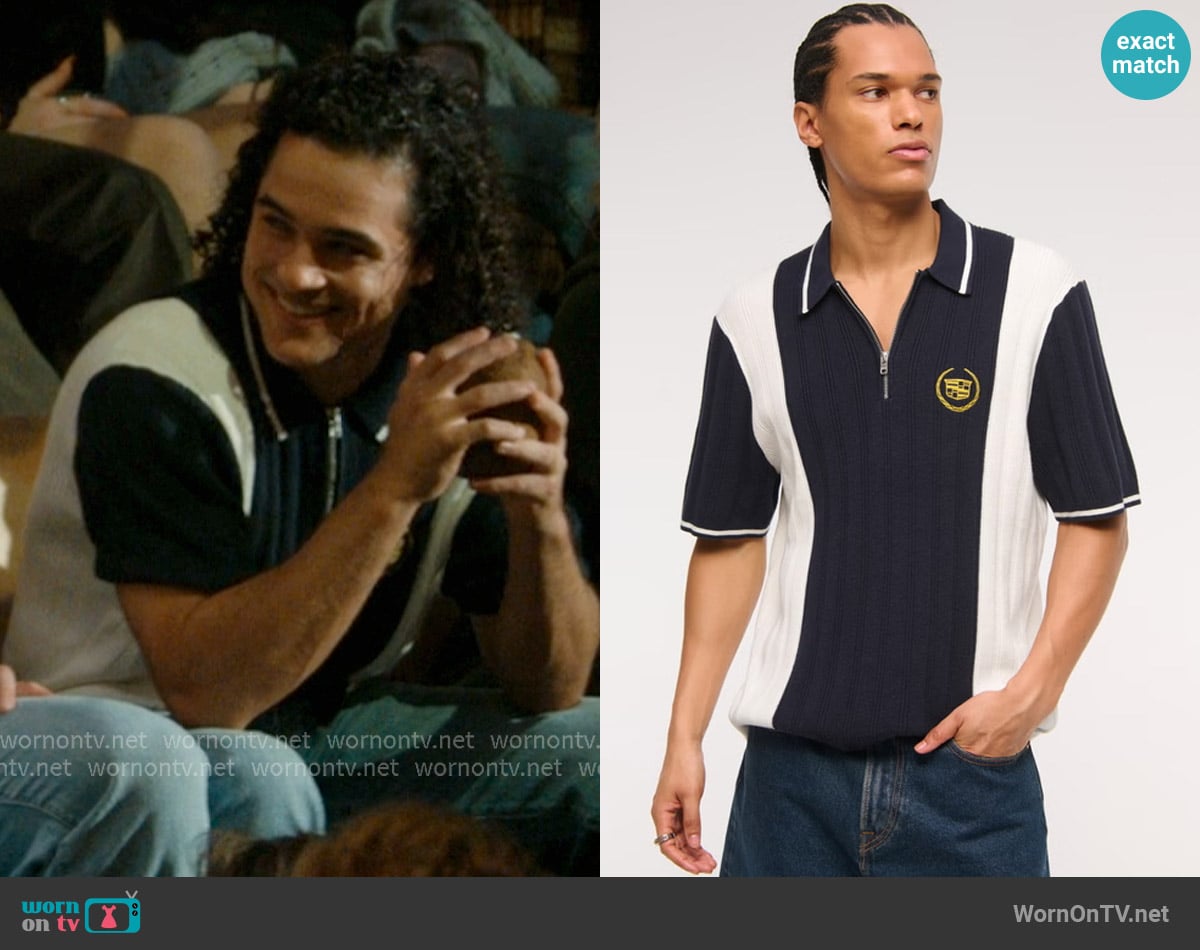 Abercrombie and Fitch Cadillac Zip Sweater Polo worn by John Tucker (Jalen Thomas Brooks) on Off Campus