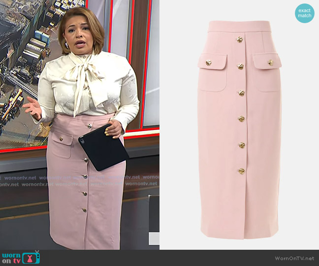 Adam Lippes Button Front Midi Skirt worn by Gilma Avalos on Today