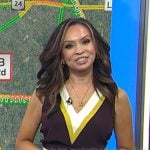 Adelle’s brown contrast v-neck top on Today