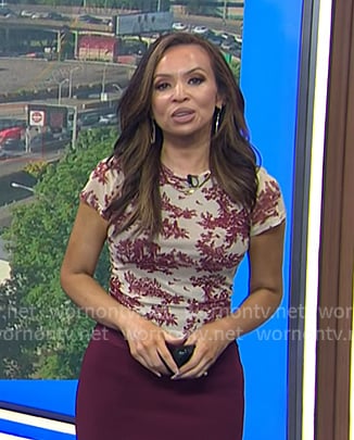 Adelle’s maroon printed tee on Today