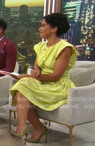 Adriana Diaz’s lime green cotton dress on CBS Mornings