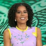 Adriana Diaz's purple and yellow printed dress on CBS Mornings