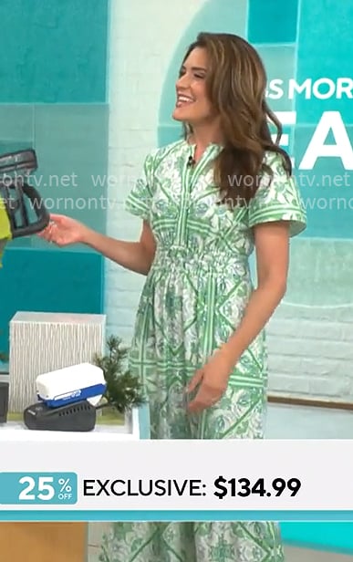 Adriane Kiss’ green printed maxi dress on CBS Mornings