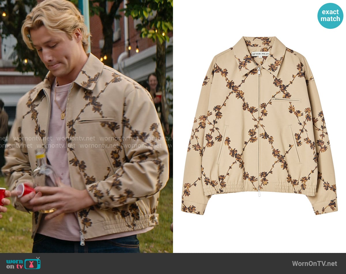 After Pray Richard Drizzler Jacket in Dia Beige worn by Dean Di Laurentis (Stephen Kalyn) on Off Campus