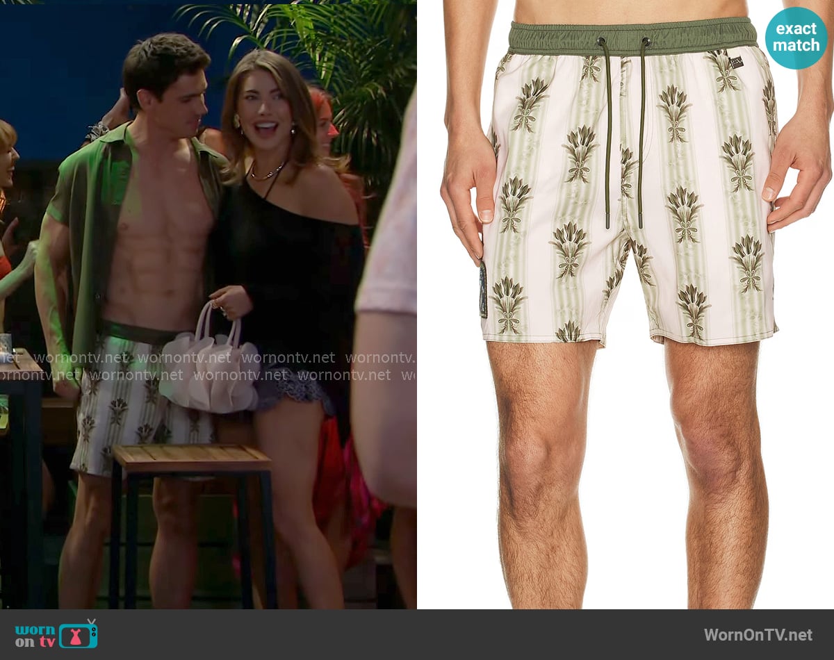Agua Bendita Joe Swim Trunks worn by Dr. John Finnegan (Tanner Novlan) on The Bold and the Beautiful