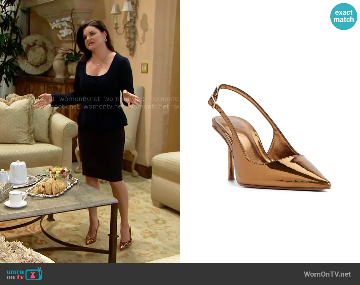 Aldo Seralina Slingback Pumps in Bronze worn by Katie Logan (Heather Tom) on The Bold and the Beautiful