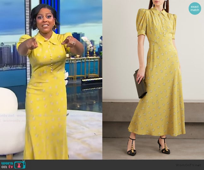 Alessandra Rich Collared floral maxi dress worn by Tamron Hall on Tamron Hall Show