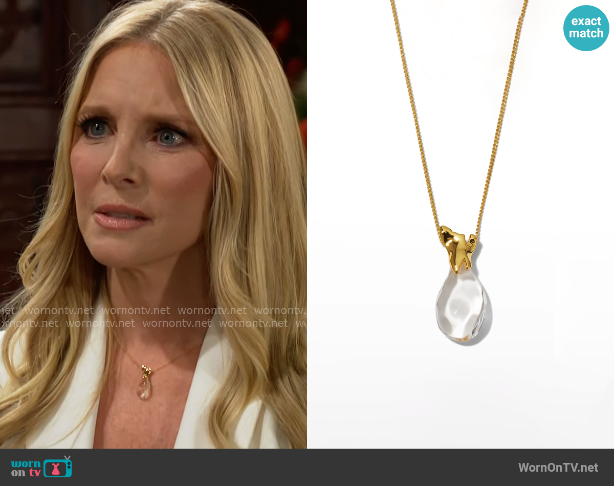 Alexis Bittar Liquid Lucite Small Vessel Pendant Necklace worn by Christine Blair Williams (Lauralee Bell) on The Young and the Restless