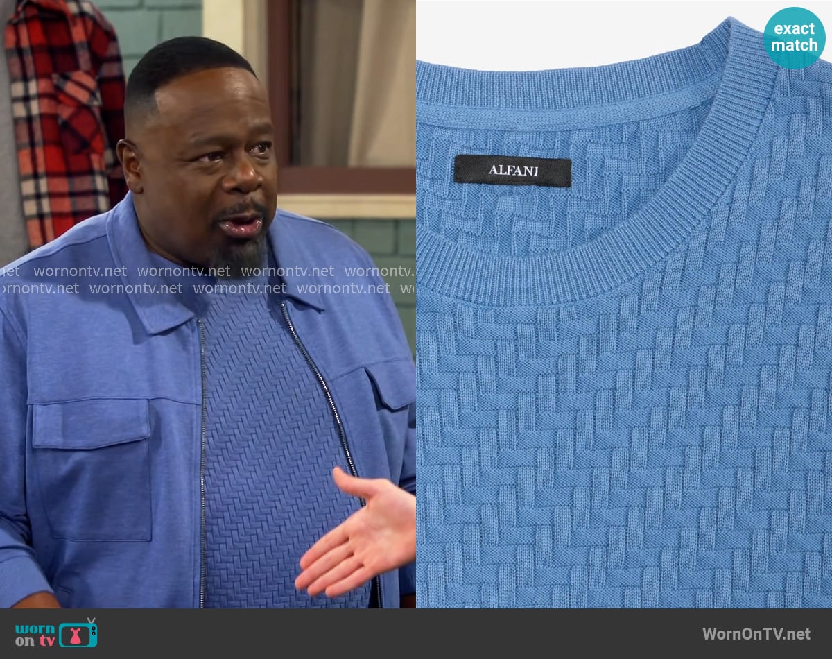 Alfani Basketweave Sweater T-Shirt worn by Calvin (Cedric The Entertainer) on The Neighborhood