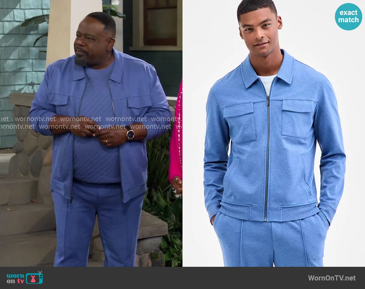 Alfani Weekend Smart Zip-Front Stretch Knit Jacket worn by Calvin (Cedric The Entertainer) on The Neighborhood
