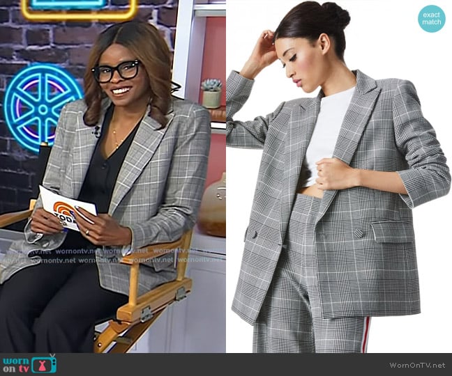 Alice + Olivia Arias Double Breasted Blazer in black/off white worn by Jacqueline Coley on Today