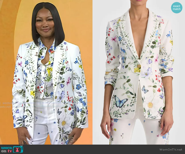 Alice + Olivia Breann Print Blazer in Twisting Vines Off White worn by Garcelle Beauvais on Today