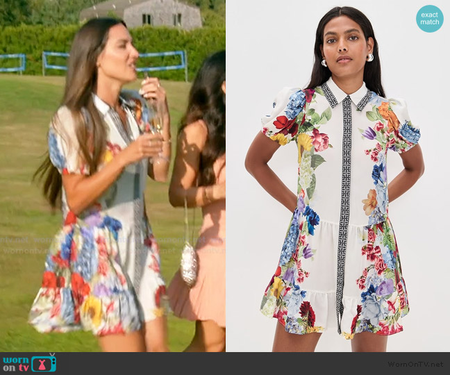 Alice + Olivia Claire Tiered Mini Dress worn by Kelsey Swanson on The Real Housewives of Rhode Island