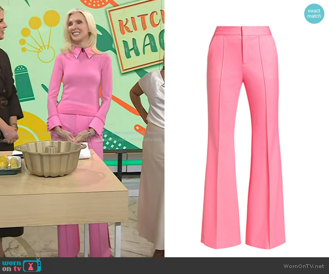 Alice + Olivia Danette Mid-Rise Flare Trousers worn by Lora McLaughlin Peterson on Today