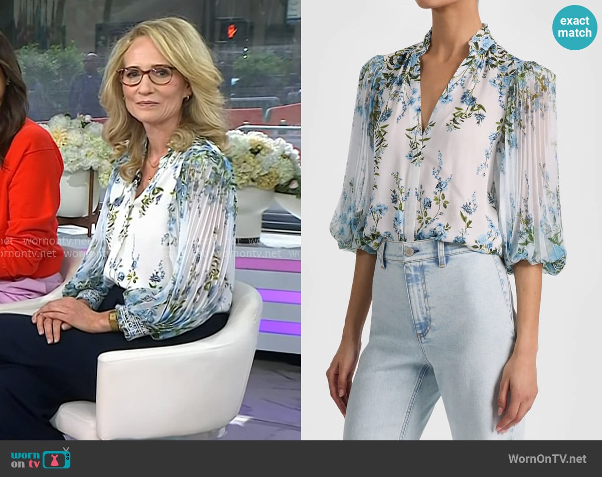 Dr. Nicole Beurkens’s white floral pleated blouse on Today Dr. Nicole Beurkens’s white floral pleated blouse on Today