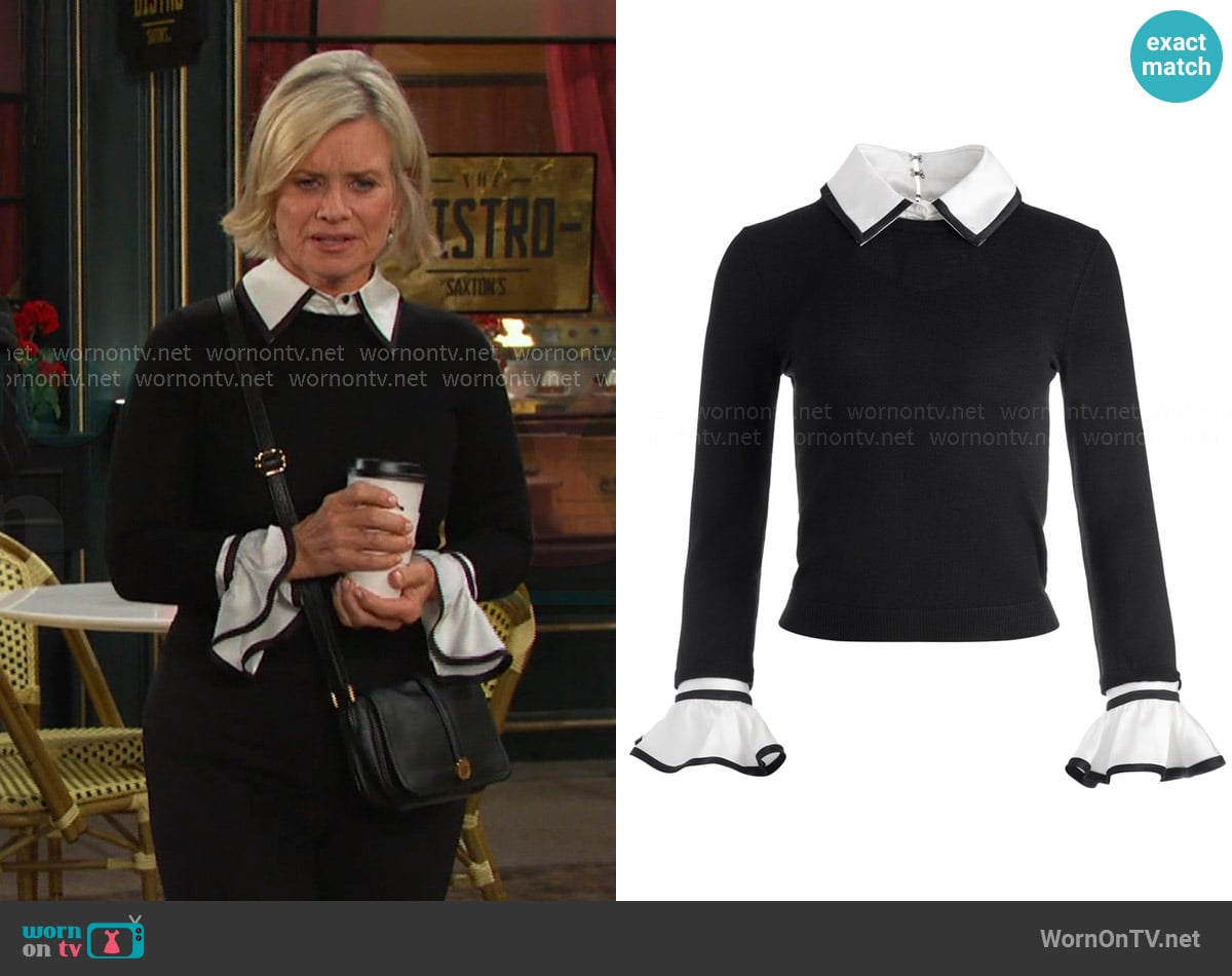 Alice + Olivia Justina Collared Sweater worn by Kayla Brady (Mary Beth Evans) on Days of our Lives