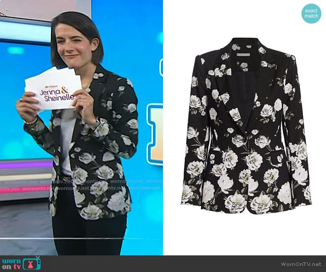 Alice + Olivia Macey Fitted Floral Blazer in Spring Shower Black worn by Daryn Carp on Today