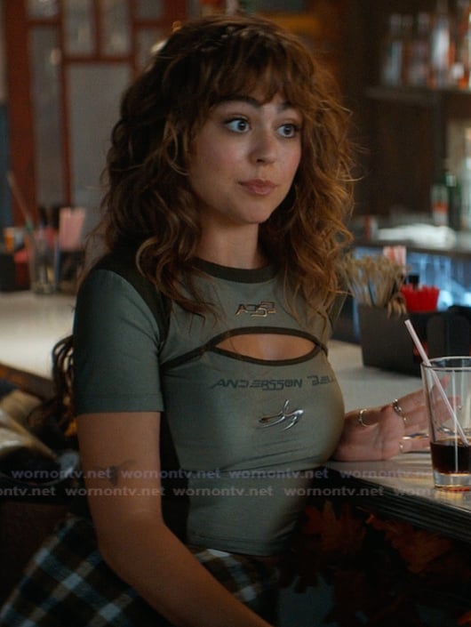 Allie’s mesh cutout top and skirt on Off Campus