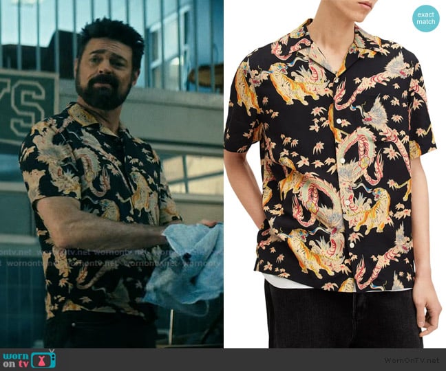 AllSaints Dragon Print Camp Shirt worn by Billy Butcher (Karl Urban) on The Boys