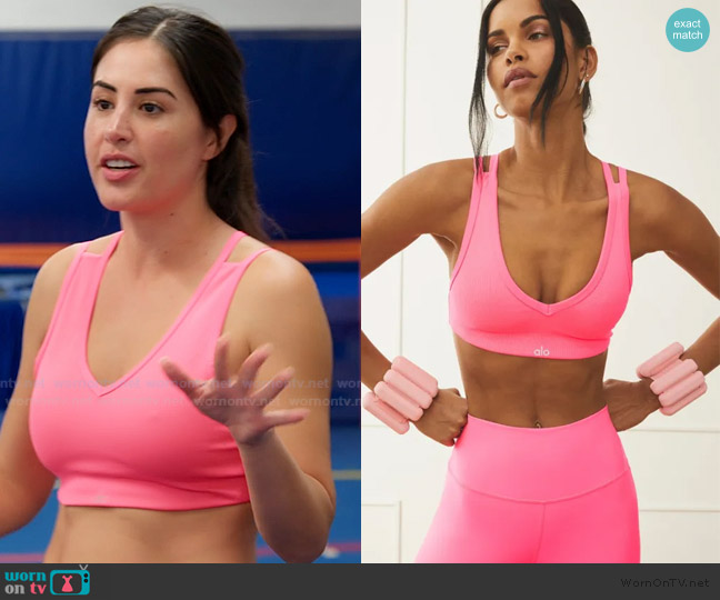 Alo Yoga Airlift Ribbed Jump Start V-Neck Bra worn by Michelle Saniei on The Valley