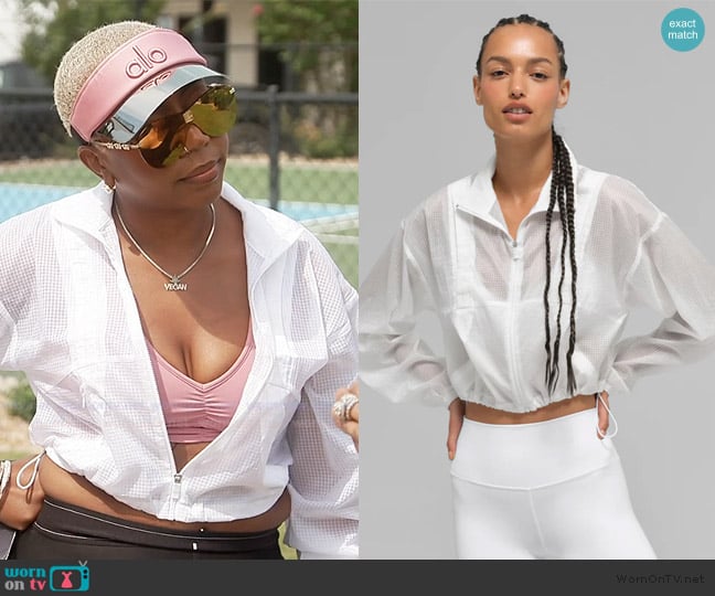 Alo Yoga Game Time Full Zip Jacket worn by Pinky Cole on The Real Housewives of Atlanta