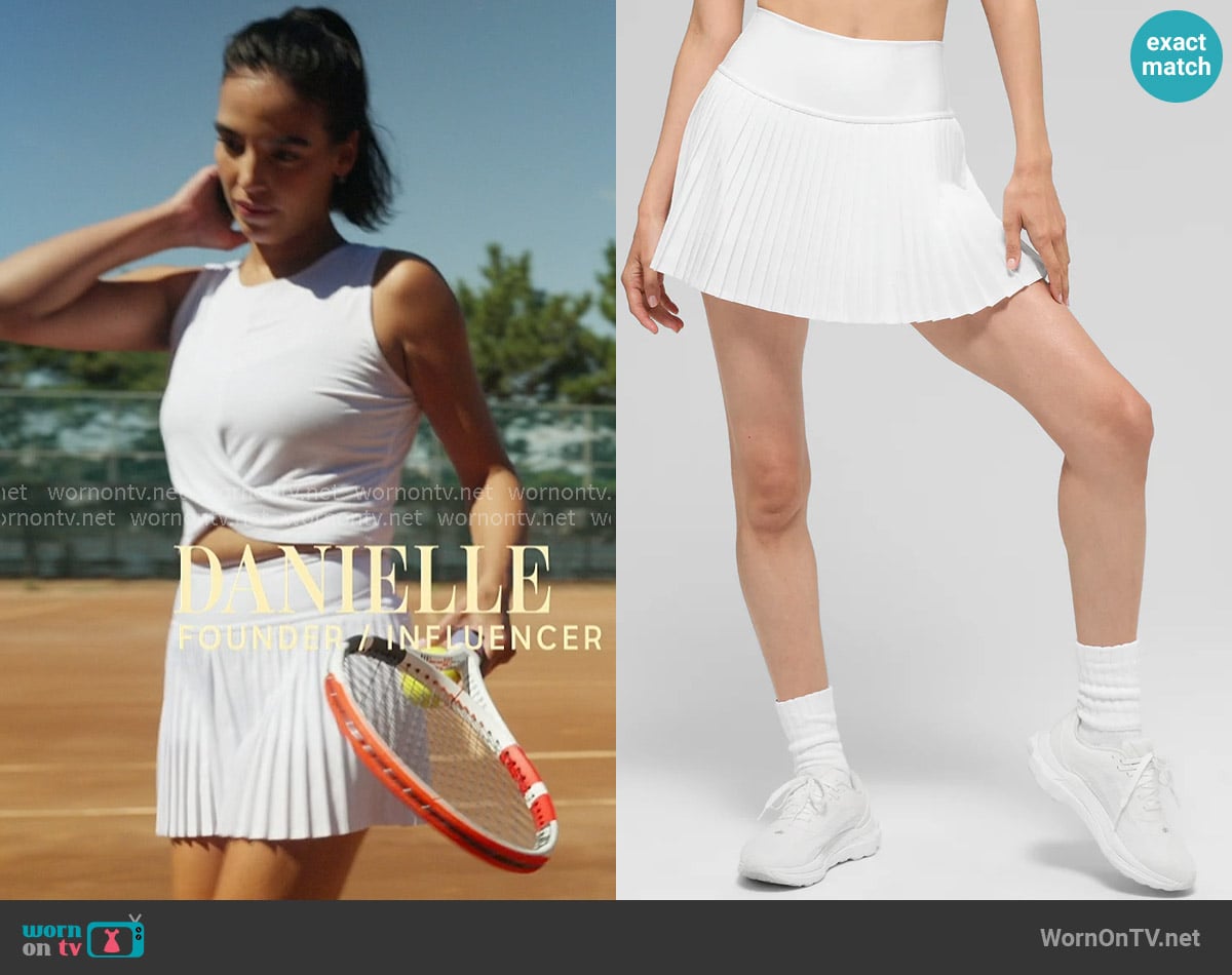 Alo Yoga Grand Slam Tennis Skirt in White worn by Danielle Olivera on In The City