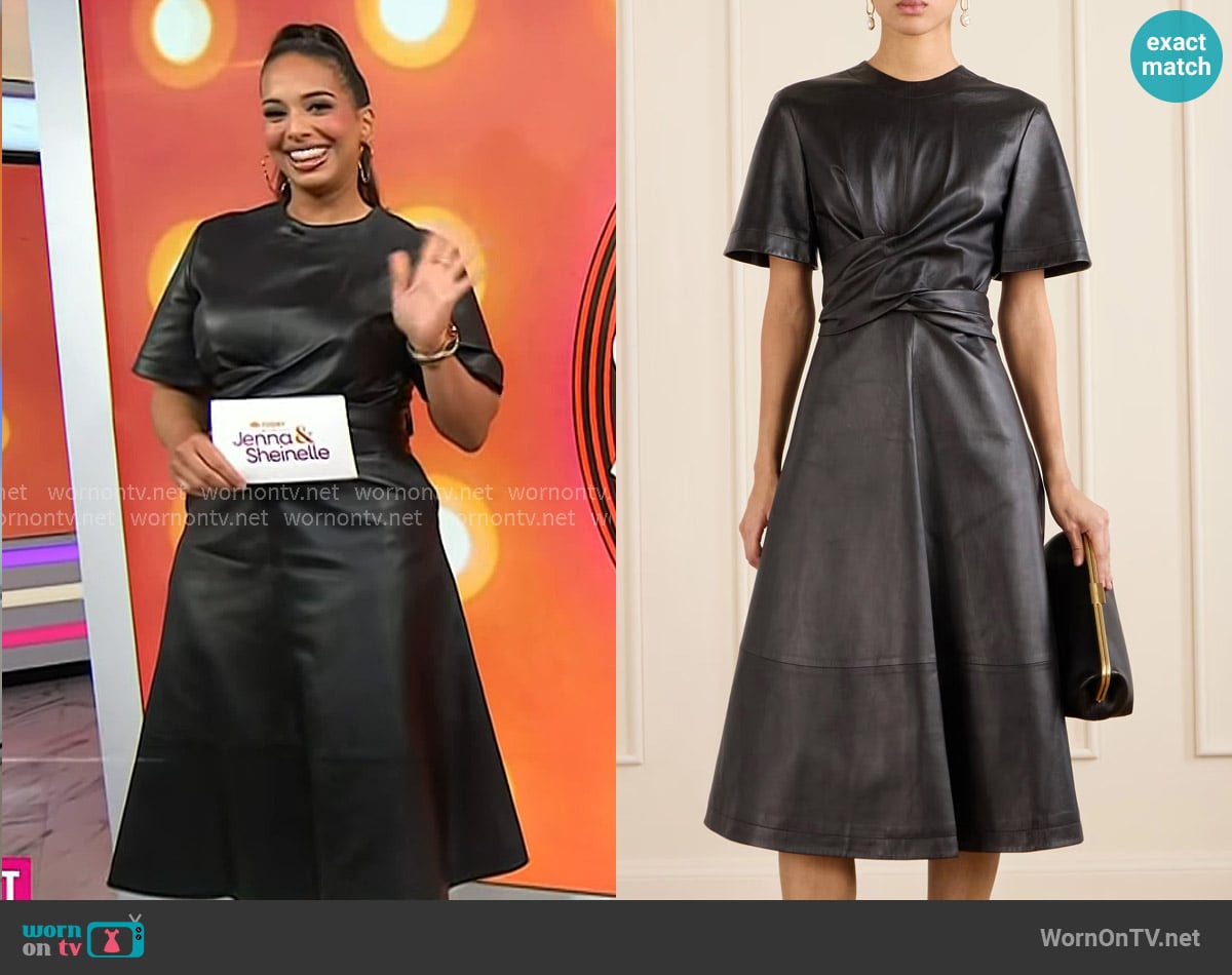Nessa Diab’s black leather midi dress on Today
